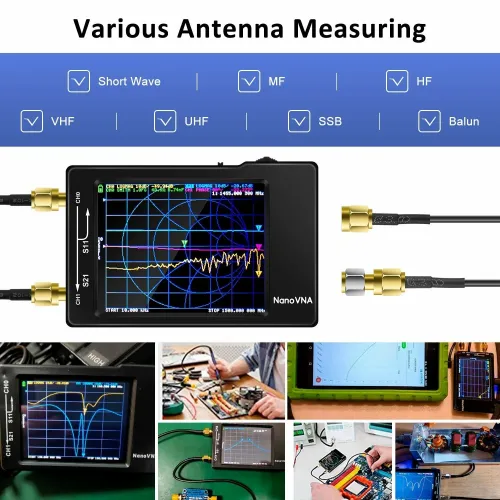 Original Hugen Version 2.8 Inch NanoVNA-H Vector Network Antenna Analyzer 10KHz-1.5GHz MF HF VHF UHF With SD Card Slot V3.6 Version spectrum analyzer