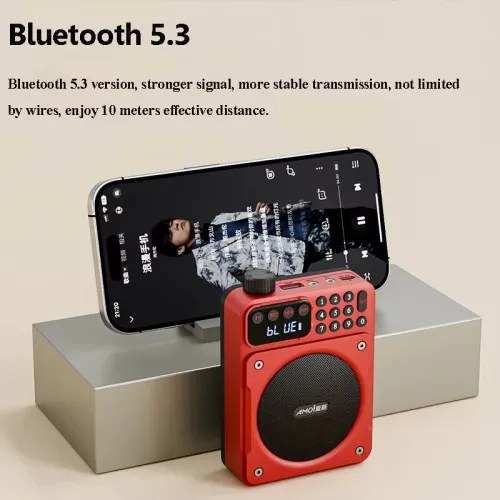 Amoi X03 Mini Digital FM Radio Wireless bluetooth Speaker with Knob Dual Magnetic Speakers 1200mAh Battery Support TF Card USB Disk 3.5mm Wired Playback Portable Speakers