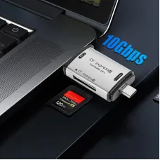 USB3.2 Gen2 CFExpress Card Reader 10Gbps High Speed 2 in 1 USB & Type-C Memory Card Reader Zinc Alloy Portable Design for Smartphone PC Computer Plug and Play