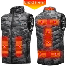 TENGOO HV-09Heated Vest 9 Heating Areas Camouflage Oversized Men Winter Vest Self Heating Vest USB Electric Thermal Vest Outdoor Warm Sleeveless Jacket