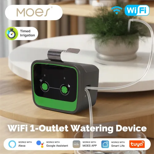 MOES Tuya WiFi Watering Device Irrigation Automation Drip Pump Timer Smart Cycle Soak Work with Alexa Google Home Smart Life APP Remote Voice Control