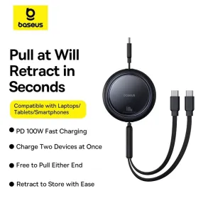 Baseus Bright Mirror Series 100W Type-C to C+C Cable Fast Charging Data Transmission Copper Core Line 1M Long for iPhone 16 Pro 15 15 Pro Max for Huawei Mate XT for Xiaomi MIX Fold4 for Samsung Galaxy Z Flip6