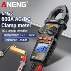 ANENG CM86 Clamp Meter 600A AC DC Current Voltage Resistance Capacitance Temperature Digital Multimeter NCV Function Backlit LCD Auto Power Off Handheld Tester