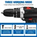 Drillpro Cordless Impact Drill 21V Li-Ion Battery Powered High Torque Drill with 25+3 Clutch Settings Keyless Chuck LED Work Light With 29pcs Drill Bits Set
