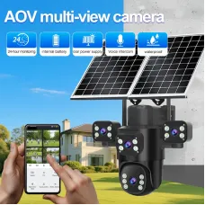 Guudgo 2MP+2MP+2MP+2MP Four Lens Solar Camera 5X Zoom 4G AOV Outdoor Security Camera 360 Degree Smart Night Vision Waterproof Camera