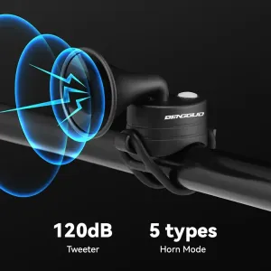 BENGGUO Horn 120dB High Sound Bicycle Bell Horn 5 Light Modes 200mAh Battery Waterproof Electric Horn for Cycling