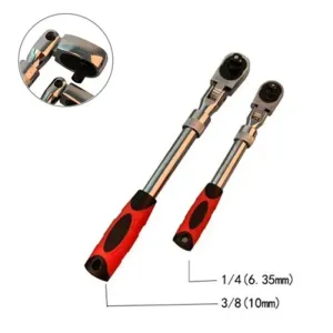 72-Tooth Retractable Ratchet Wrench Set Extensible Handle Carbon Steel Quick Release Spanner 1/4" 3/8" 1/2" Multifunctional Hand Tool