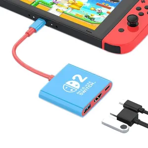 3-in-1 Type-C Portable TV Dock Adapter with 4K60Hz HD / USB3.0 / PD100W USB-C for SteamDeck Laptops Phones Tablets Compatible with Switch 2