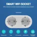 2 In 1 Tuya WIFI Smart Socket Dual Outlet EU Plug Voice Control Wireless Smart Socket APP Remote Control Work with Alexa Google Home