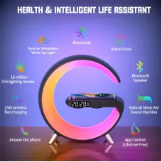 15W 10W 7.5W 5W Multifunctional Wireless Charger Alarm Clock Speaker RGB Light Fast Charging Station for iPhone 15 14 13 for Huawei Mate60 Pro for Samsung Galaxy S23 for Xiaomi 13pro