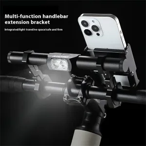 BENGGUO BG-0797 400LM Bicycle Headlight Handlebar Extension Bracket with Phone Holder Type-Charging Waterproof Bike Mount(No Batteries)