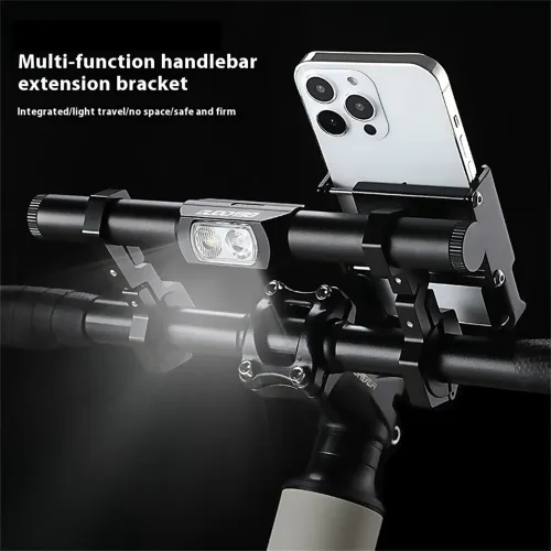 BENGGUO BG-0797 400LM Bicycle Headlight Handlebar Extension Bracket with Phone Holder Type-Charging Waterproof Bike Mount(No Batteries)