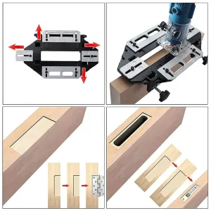 Aluminum Alloy Door Hinge Jig Guide Woodworking Door Hinge Template Slotting Locator Door Lock Jig for Wood Cabinet Kitchen Door Lock Installation