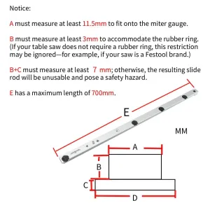 HONGDUI Custom Slider Miter Bar Fit For U Shape or T Shape Slot Customized According To Your Drawing Please note the size information