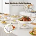 WARMOUNTWhite Chafing Dishes for Buffet with Glass Lid (5QT, 2/4Pack), Maifanite-Coated Round Chafing Dish Set w/Mirror-Polished Stainless Steel, Rolled Rim, Stackable, Lid Holder for Party, Wedding