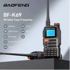 Baofeng BF-K69 High Power Walkie Talkie Multi-Band Wireless Copy Frequency 999CH Type-C AM FM DTMF NOAA Portable 2 Way Ham Radios