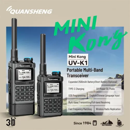 Quansheng UV-K1 5W High Power Portable Walkie Talkie Type-C Charging Multi-Band Transceiver Aviation NOAA Weather Scrambler DIY Customization Two-way Radio
