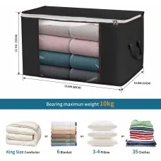 90L Large Capacity Waterproof Clothes Storage Bags Dustproof Quilt Blanket Storage Bags w/ Zipper