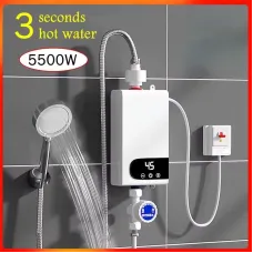 5500W Instant Water Heater 110V/220V Portable Electric Heaters for Hot Water Shower Heating Kitchen at Home