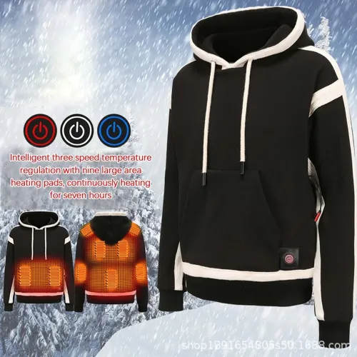 TENGOO HS-09 Smart Heated Hoodie 9 Heating Areas Quick Heating USB Charging Washable Safety Warm Sweatshirt for Winter Outdoor