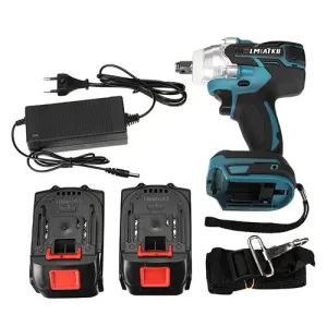 BLMIATKO 388VF 2 In 1 Brushless Impact Wrench 4 Speed Cordless Electric Screwdriver W/ Battery & Plastic Tool box