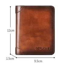 Ekphero Men's Wallet Genuine Leather RFID Blocking Short Wallet Vintage Thin Multi Function ID Credit Card Holder Flip-flop Male Money Purse