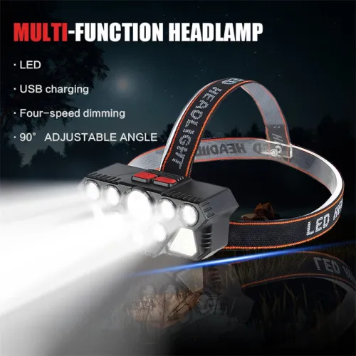 8 LE20 SMRechargeable Super Bright LEHeadlamp with Built-in Battery, 4 Lighting Modes for Outdoor Running Cycling Trekking Headlight