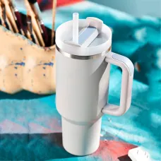 40oz Stainless Steel Vacuum Insulated Tumbler with Handle Straw Lid and Straw for Water Iced Tea or Coffee
