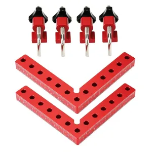 4PCS VEIKO 140mm x 140mm 90 Degree Right Angle Clamps Positioning Squares MM/Inch Scale Aluminum Alloy Woodworking Carpenter Corner Clamping for Picture Frame Cabinet Drawer