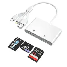 Rocketek AP554 4-in-1 SD/TF/MS/XD Card Reader 480Mbps USB-A/USB-C/iP Interface Plug and Play for iPhone Android Windows