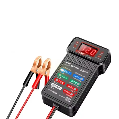 ANENG BT-172 12V Digital Battery Tester Battery Indicator with Alligator Clip LED Battery Status Indicator Motor to OL