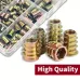 230pcs Threaded Wood Inserts Nuts Assortment Kit Nut Inserts with 11 Metric Sizes M4/M5/M6/M8/M10 Hex Socket Drive Furniture Screw In Nuts Bolts Fastener for Woodworking DIY Projects