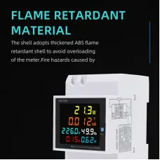 D52-2066 6-in-1 Digital Single Phase Energy Meter with LCD Display Din Rail Mount Power/Voltage/Current/Energy/Frequency Monitor Metering