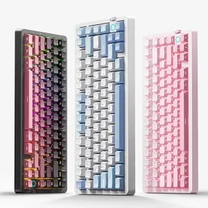 MCHOSE G75 V2 Tri-mode Customized Mechanical Keyboard with Volume Control Knob 81 keys Hot-swappable Gasket Structure RGB Light 10000mAh E-sports Gaming Keyboards for PC Laptop Computer