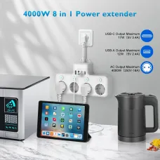 16A 4000W EU Plug Power Strip 4-Way USB Port Electrical Socket Power Strip Individually Switchable Home Adapter Surge-Protector