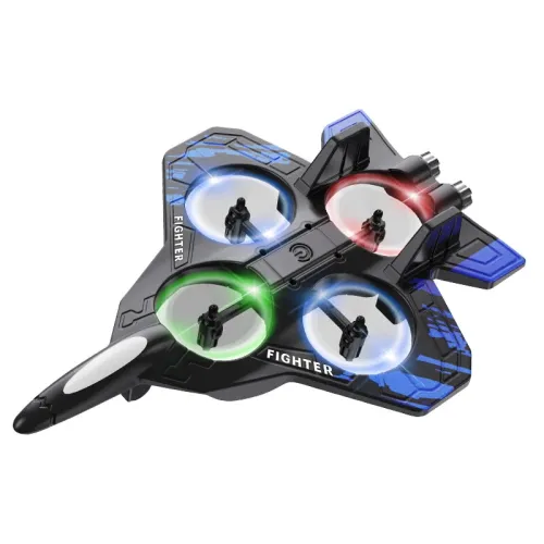 LYZRC L101 2.4G EPP Hover Fighter Glider One-Key Circling 360 Roll 4 Turbofans 4CH LED RC Drone Airplane Quadcopter Stunt Glider RTF
