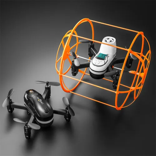 YLR/C S166 Removable 2 Batteries Design Climb Wall Flat Running AIR Flying Modes with Gradient Lighting 360 Stunt Roll Grid Full Protection Child Gift RC Toys Drone Quadcopter RTF