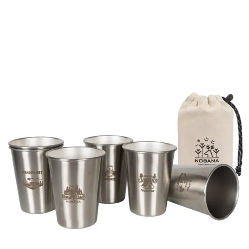 Outdoor 304 Stainless Steel Cup Set Camping Cup 4/6/8PCCamping Portable Water Cup Travel Coffee Cup Picnic Barbecue Cup