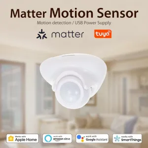 NEO Smart Tuya Matter PIR Motion Sensor 110 Detection Angle APP & Voice Control Battery/USB Power Supply with Alexa Google Assistant
