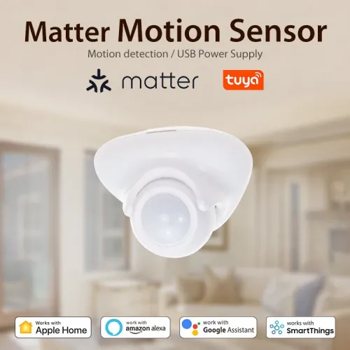 NEO Smart Tuya Matter PIR Motion Sensor 110 Detection Angle APP & Voice Control Battery/USB Power Supply with Alexa Google Assistant
