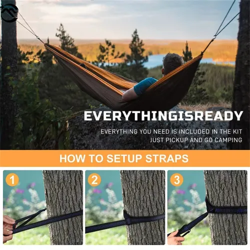 IPRee Portable Parachute Hammock 270x140cm Camping Survival Outdoor Indoor Hammock for Backyard Patio Hiking Travel