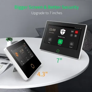 Staniot 7 Inch Central Control Panel HD 433 Wireless Security System 8 Wired Zones 10 Languages Tuya Smartlife APP 5000mAh Battery