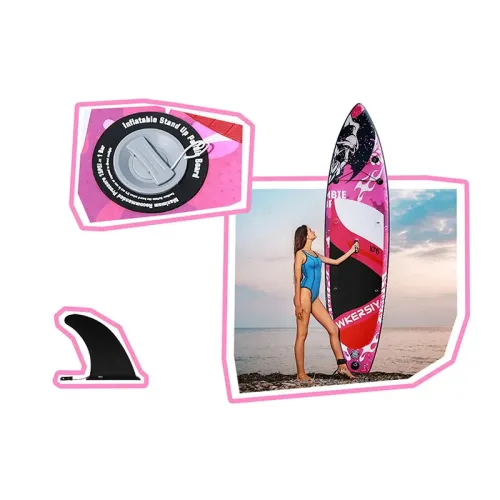 UDirect WKERSIY Inflatable Stand Up Paddleboard Surfing Board 6 In-ch Surfboard Surf Set with Paddleboard Surf Fin Coiled Leash Inflator Pump and Carry Bag SYFC320SKULL