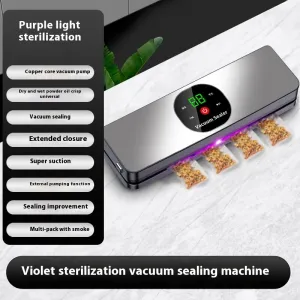 Comfook Portable Cordless Vacuum Sealer With UV Sterilization 26cm Sealing Dry/Moist Modes Touchscreen USB Rechargeable Food Vacuum Sealer Food Preserver
