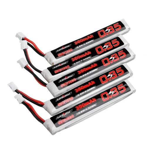 5Pcs URUAV 3.8V 350mAh 50/100C 1S Lipo Battery PH2.0 Plug for RC Racing Drone