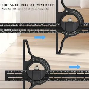 Universal Angle Ruler for Woodworking Enthusiasts 0-180 Degree Angle Measuring Tool with Cursor Horizontal Level and Long-tail Scale