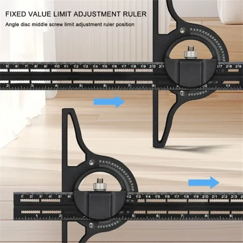 Universal Angle Ruler for Woodworking Enthusiasts 0-180 Degree Angle Measuring Tool with Cursor Horizontal Level and Long-tail Scale