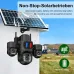 Three Lens 6MP HD Solar Powered Security Camera 5X Zoom PTZ Color Night Vision Red Blue Alarm Wireless WiFi Outdoor AI Human Detection Weatherproof Camera