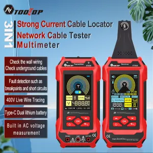 EU Direct AV TOOLTOP ET836 ET838 Network Cable Tester Multimeter 400V Voltage Testing LCD Display Live Wire Tracing Rechargeable Battery