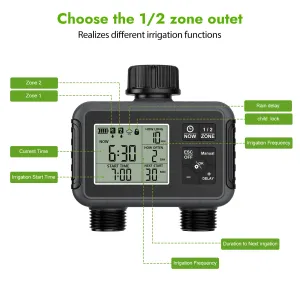 SGW07M Irrigation Timer Two Outlet Garden Automatic Watering Controller ABS UV Resistant IP55 FCC CE ROHS